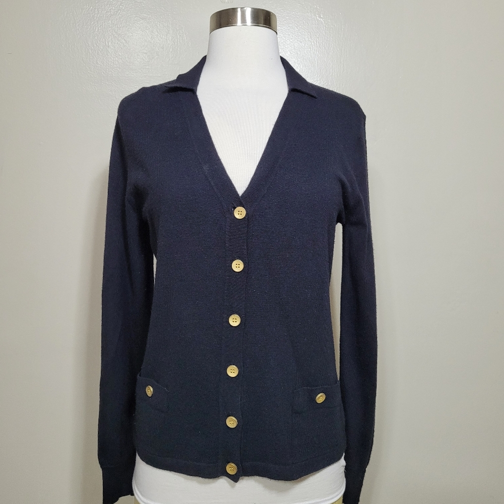 Anne Klein Black V-Neck Cardigan Sweater Size Small